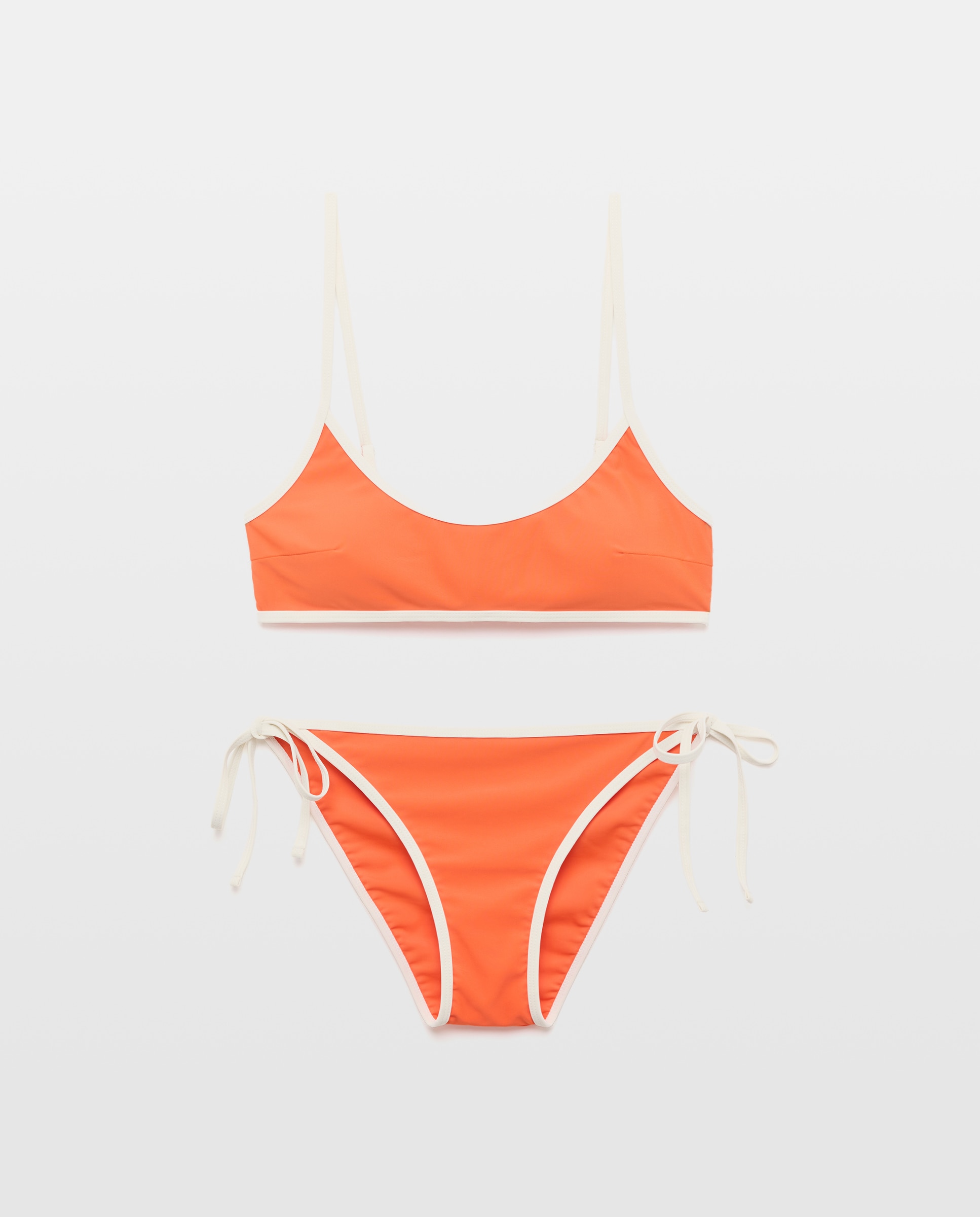Bikini mujer escote pico contraste 600 Rojo-4