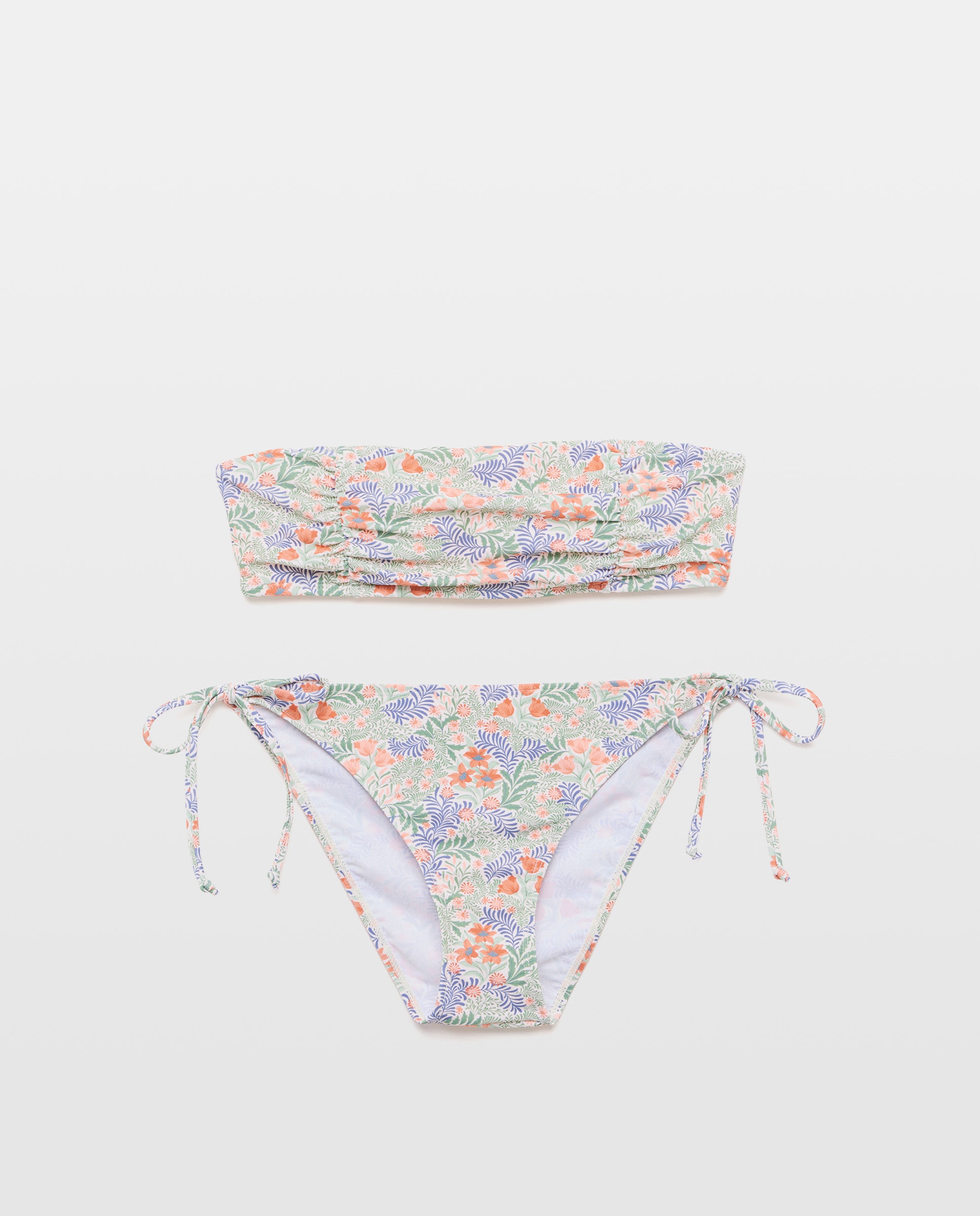 Bikini mujer escote recto drapeado Verde-5