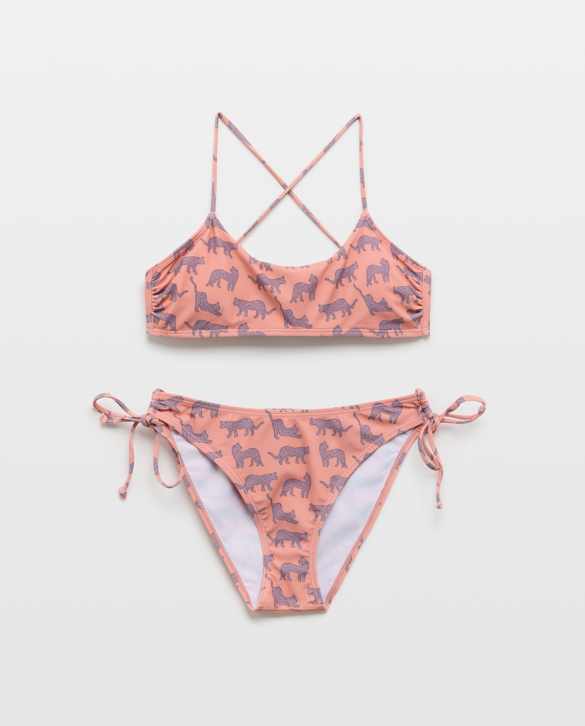 Bikini mujer drapeado lateral lazos Morado-4