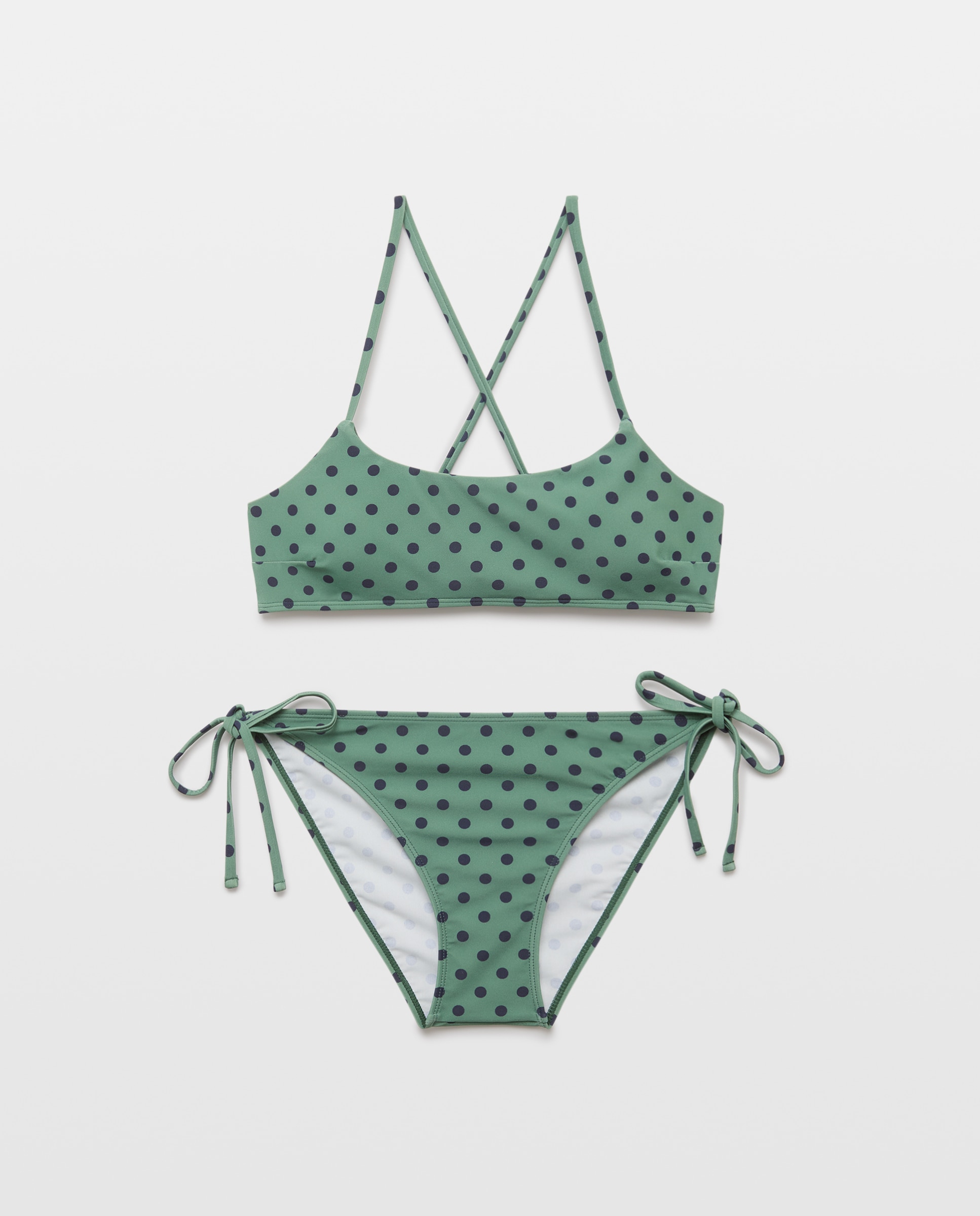 Bikini mujer tirante fino cruzado 530 Verde oscuro-3