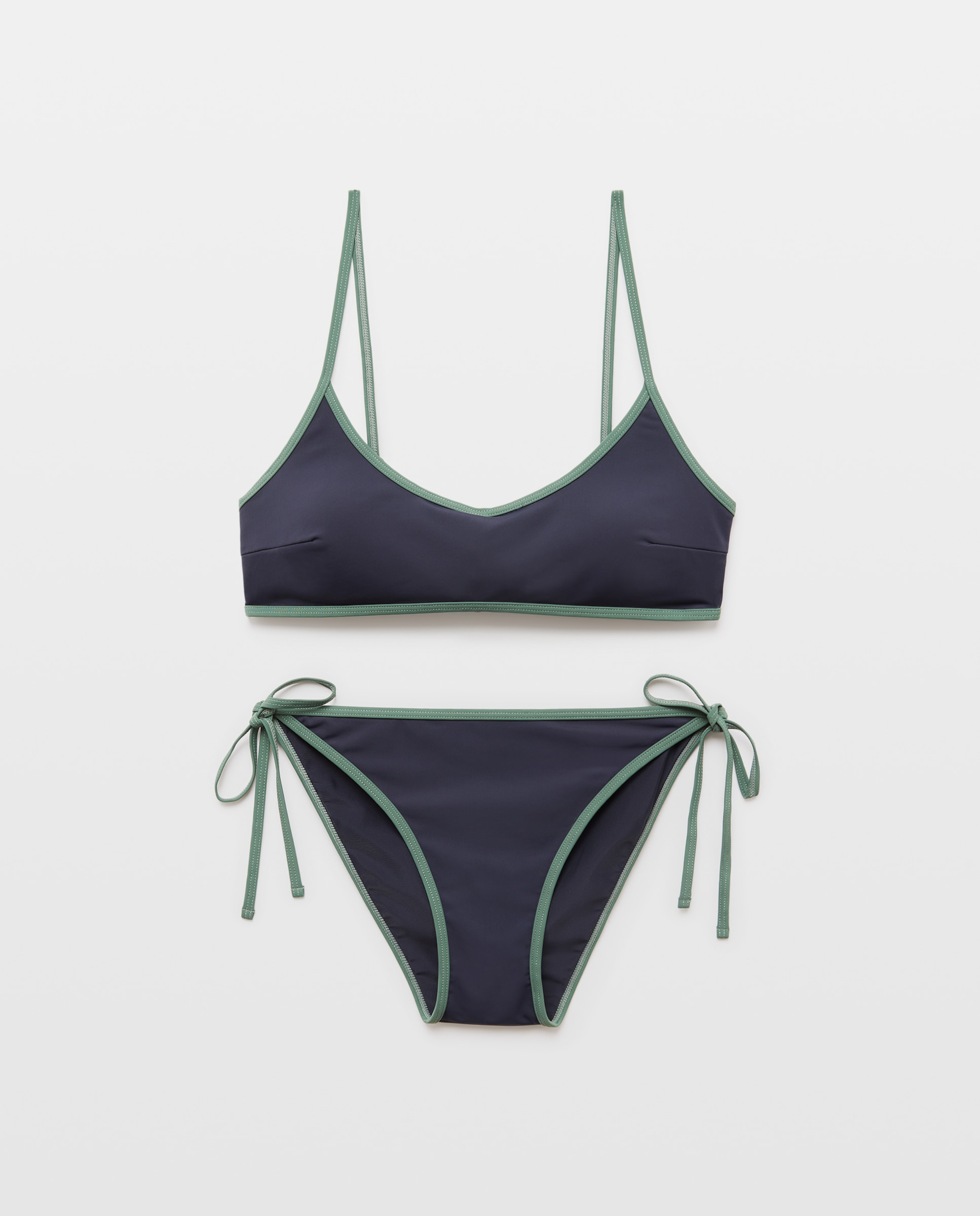 Bikini mujer escote pico contraste Azul marino-3