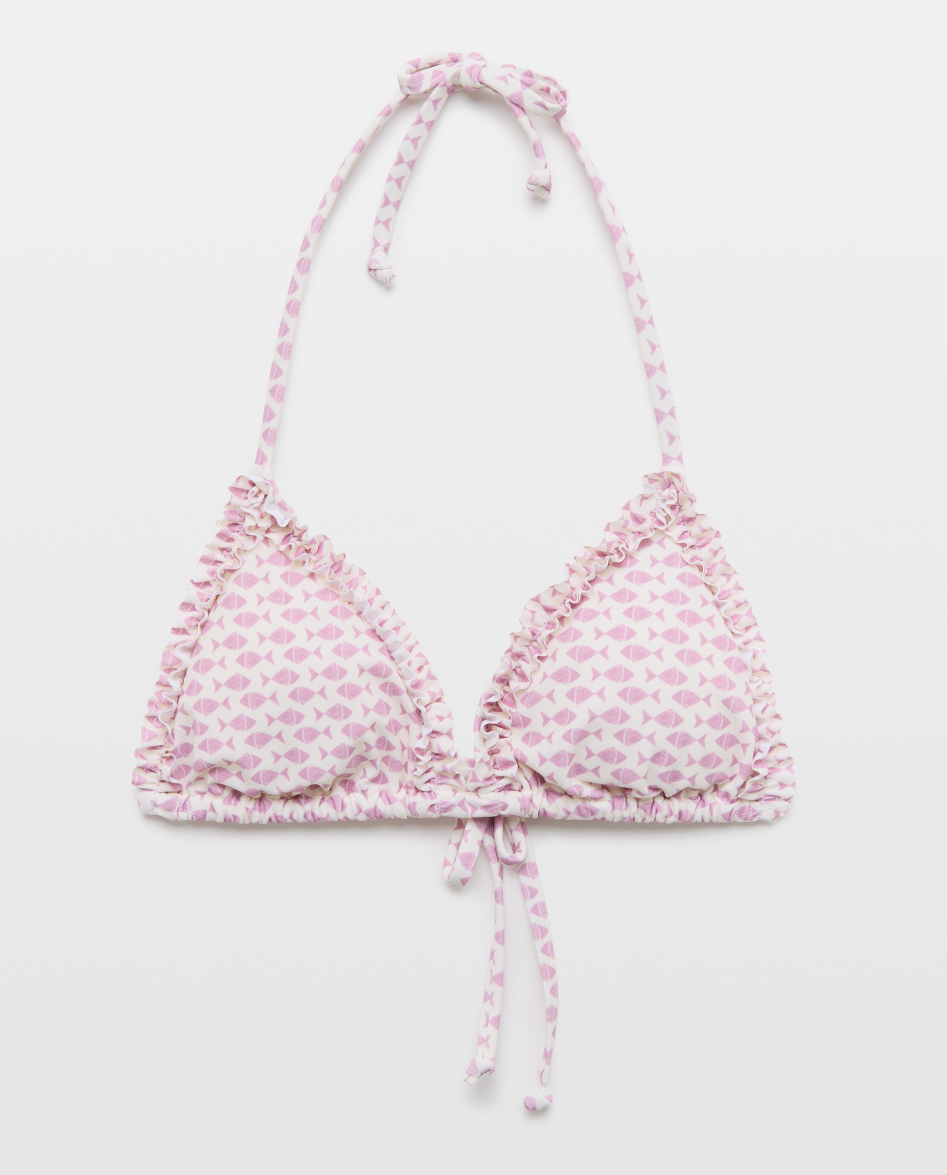 Top de baño mujer triangulo minivolante 200 Rosa-4
