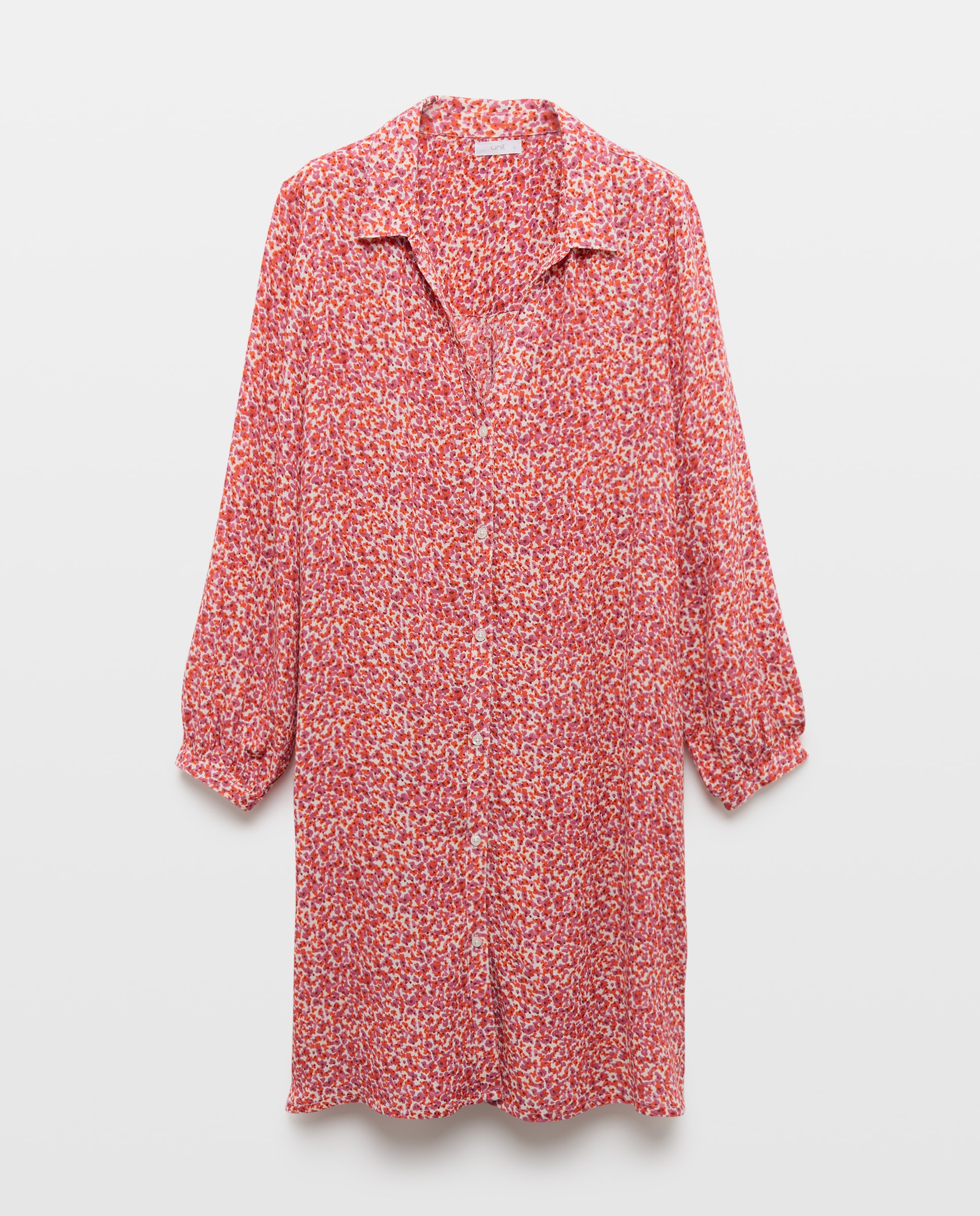 Caftán mujer camisero estampado Rosa-3