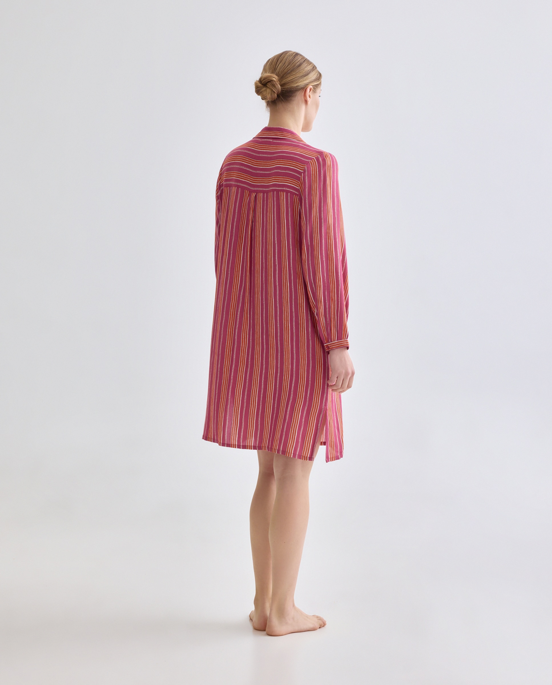 Caftán mujer camisero estampado Rosa-2