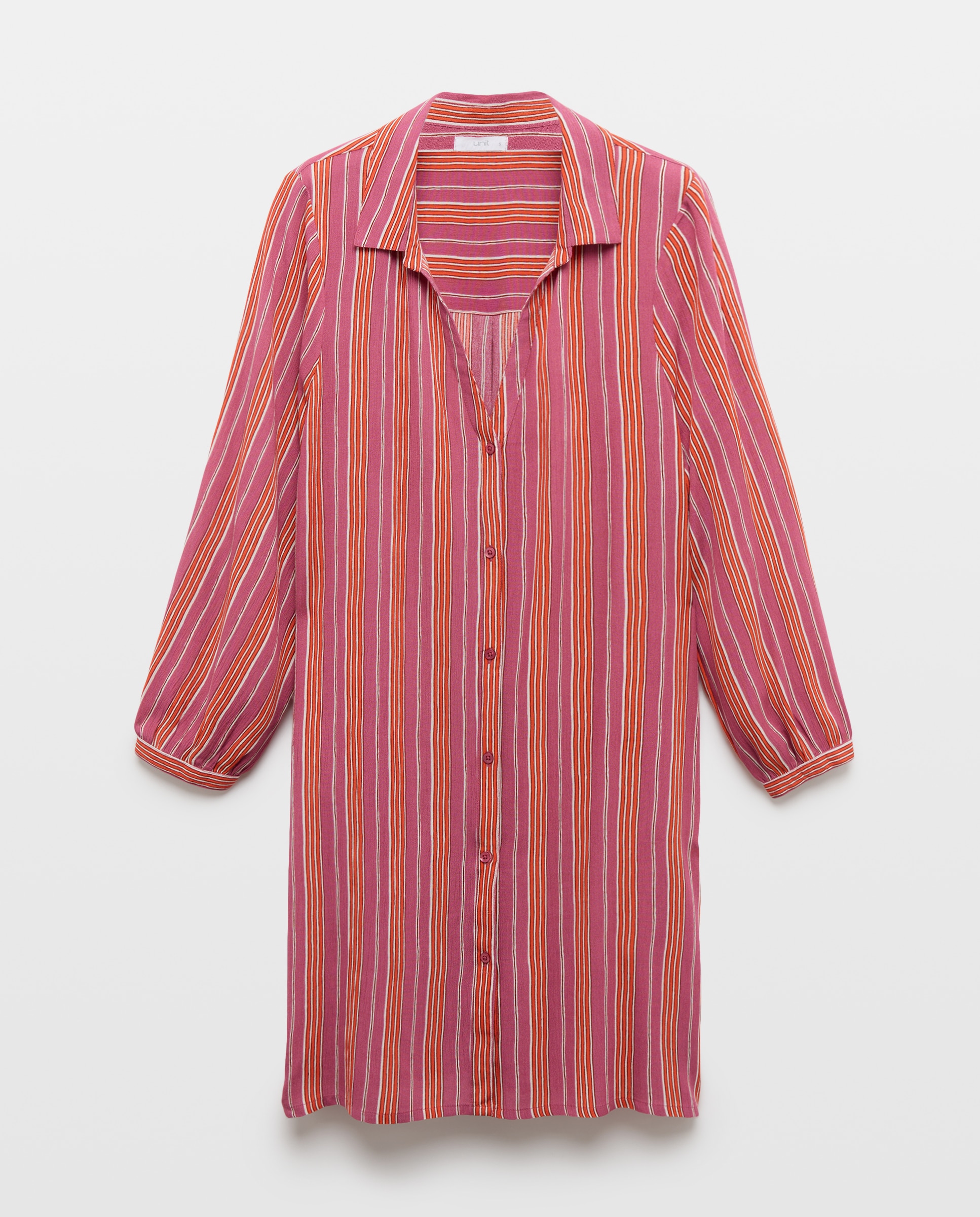 Caftán mujer camisero estampado Rosa-3