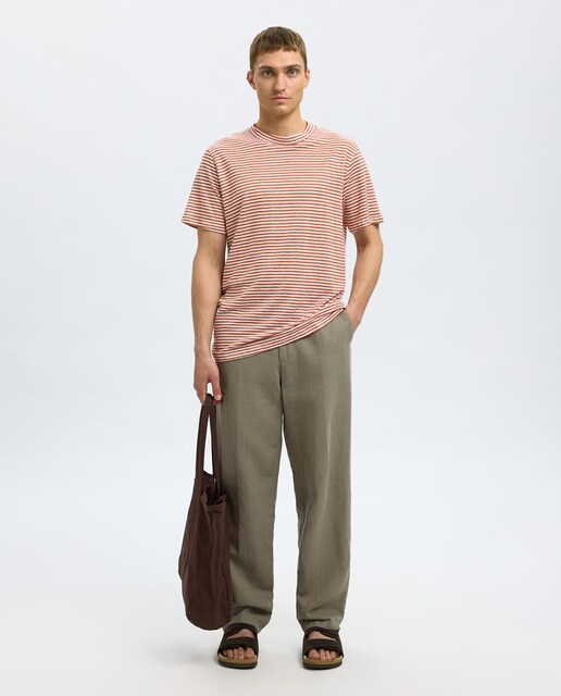 Pantalón vestir lino hombre corte loose fit