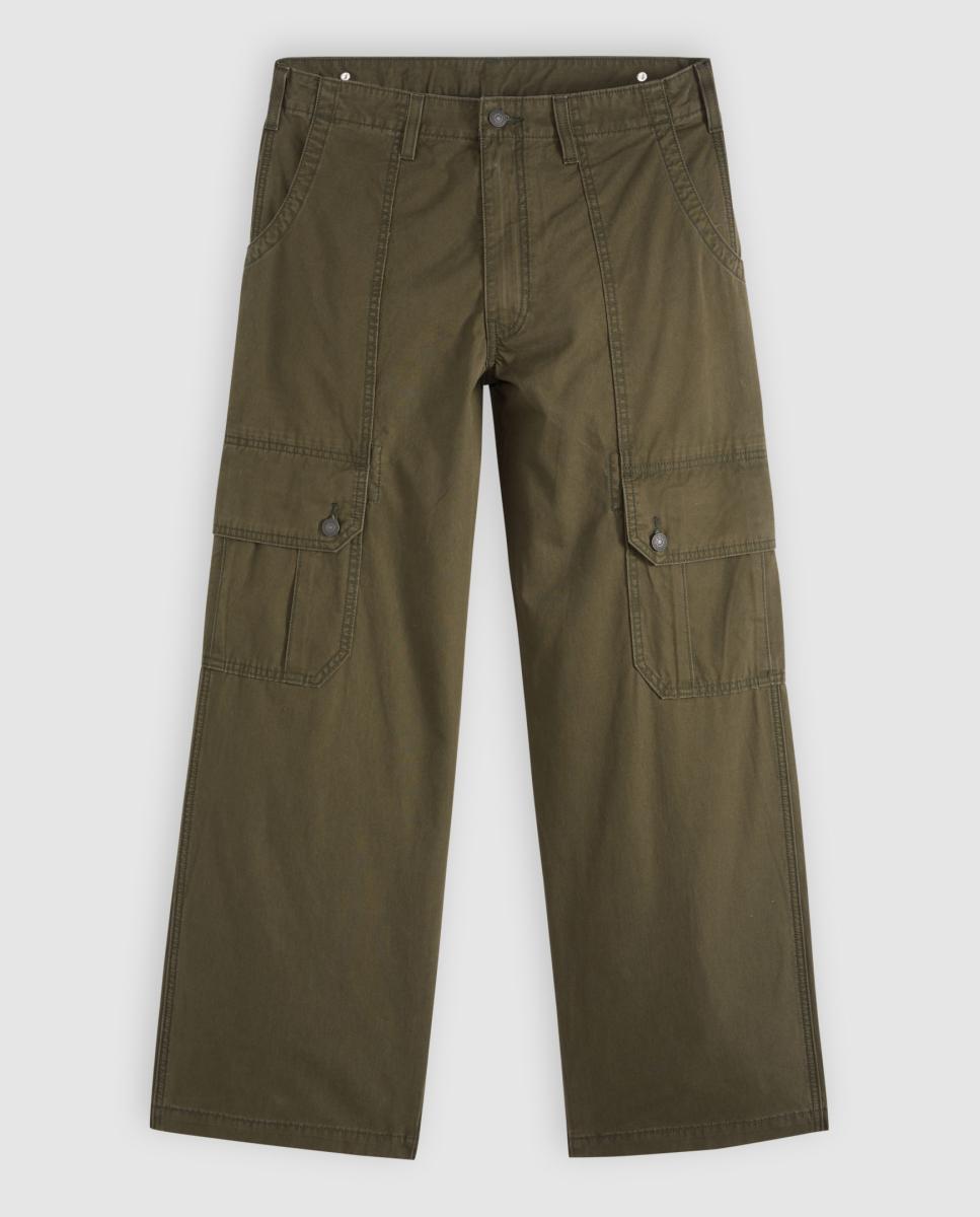 Calças Extra Baggy Cargo Verde-escuro-5
