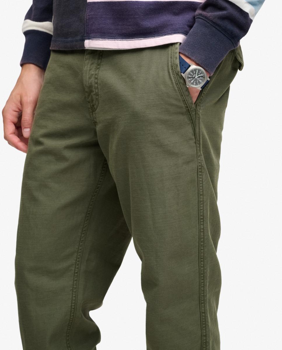 Calças Chino Tapered com Lavagem Verde-3