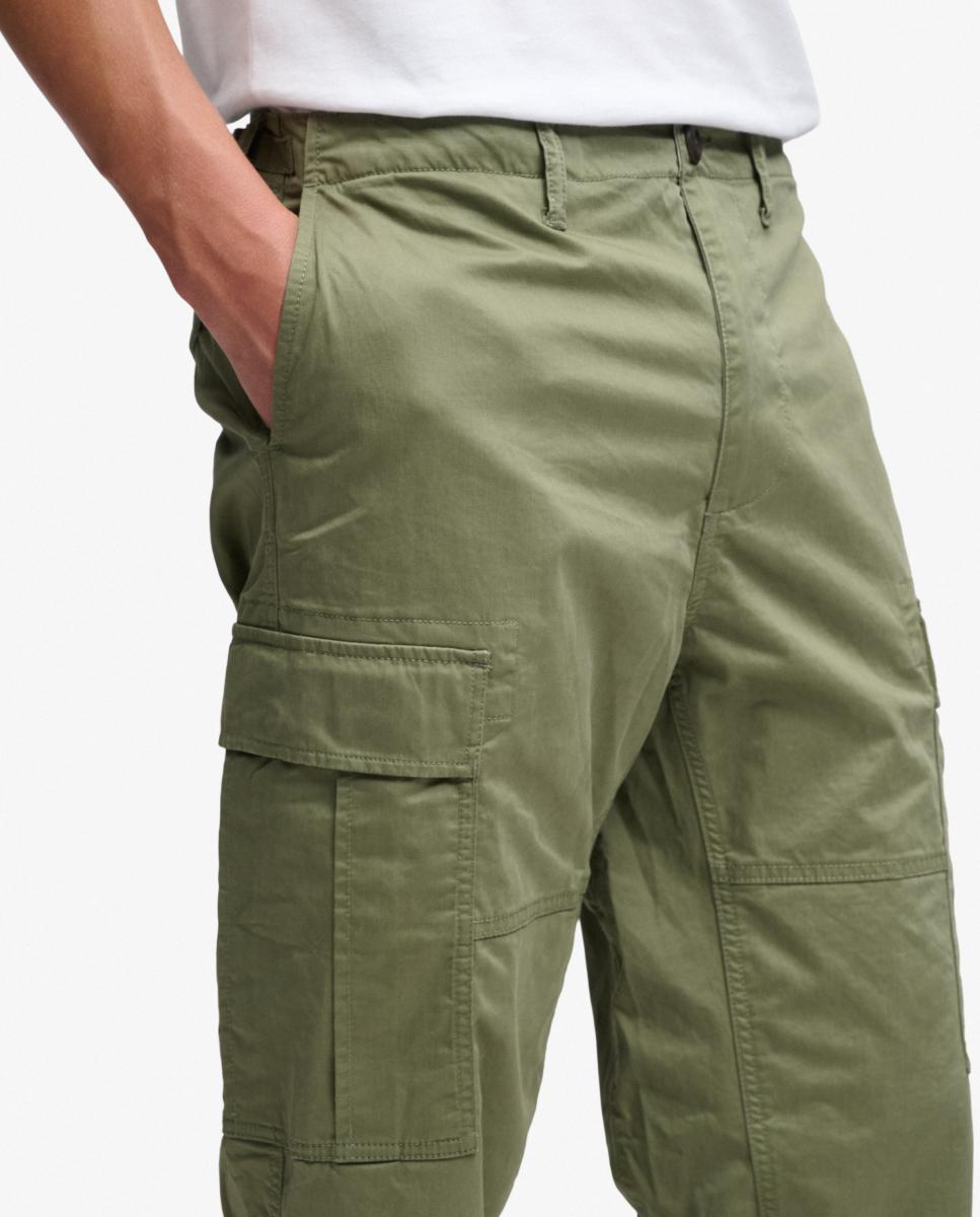 Calças Cargo Regular Tapered Verde-3