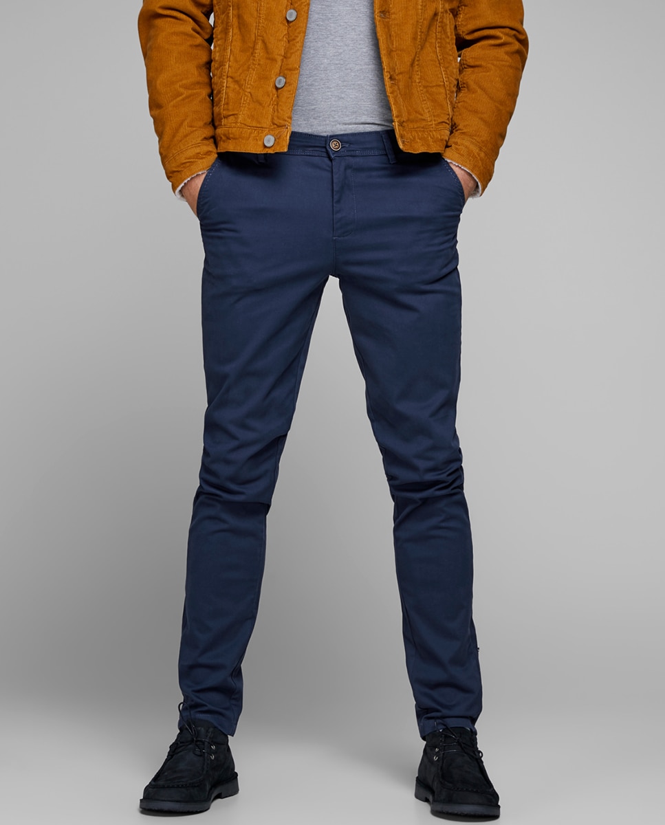 Calças chino de homem slim Azul-marinho-2