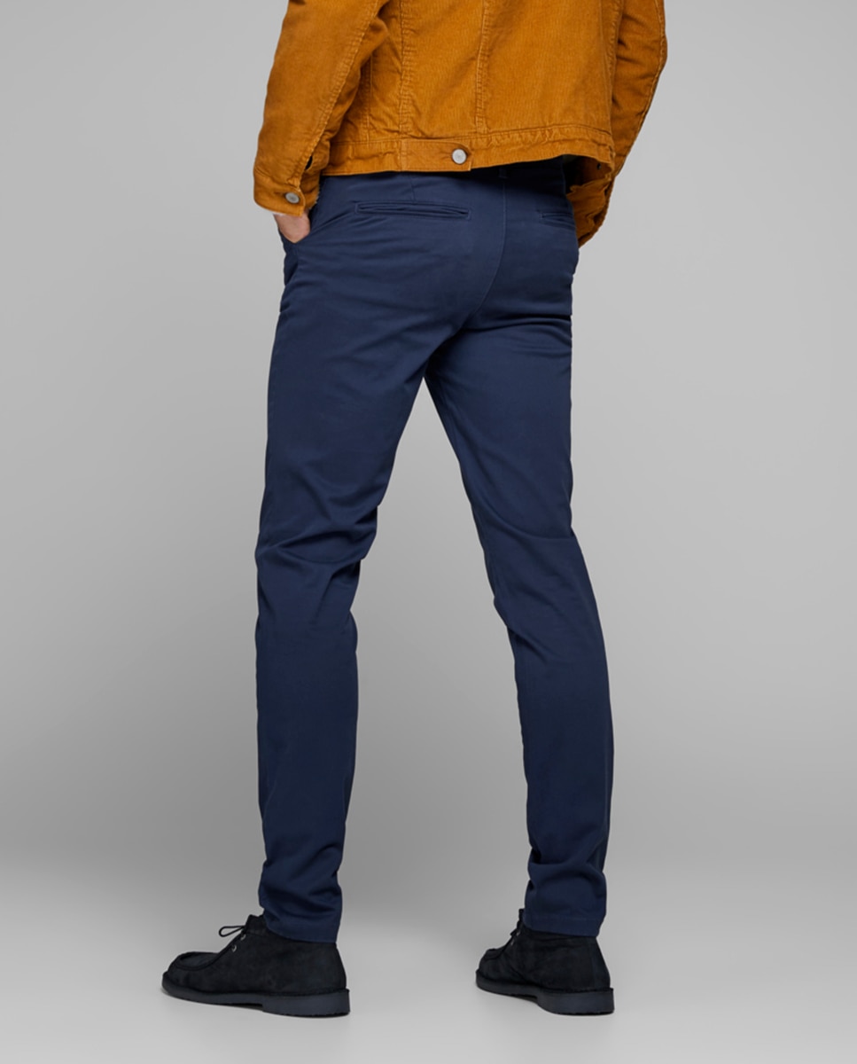 Calças chino de homem slim Azul-marinho-3