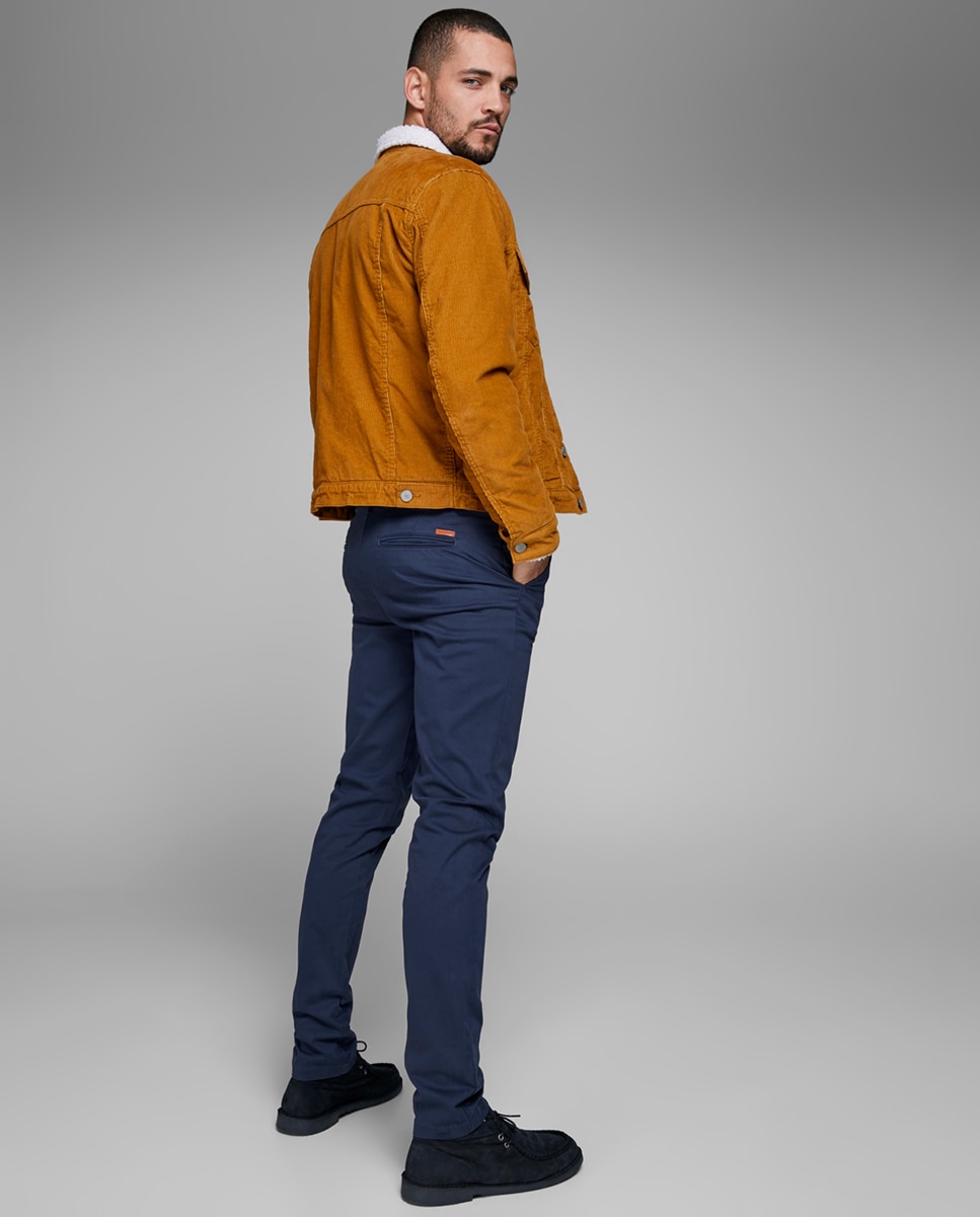 Calças chino de homem slim Azul-marinho-8