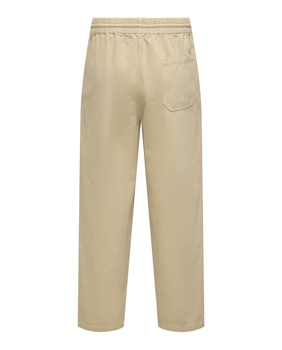 Calças Chino Loose Fit Bege-2