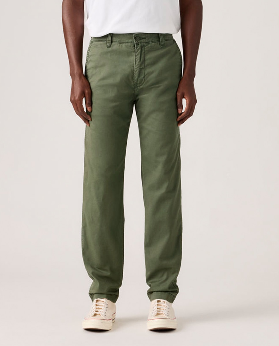 Calças Chino Regular XX Std? com Toque de Linho Verde-escuro-2