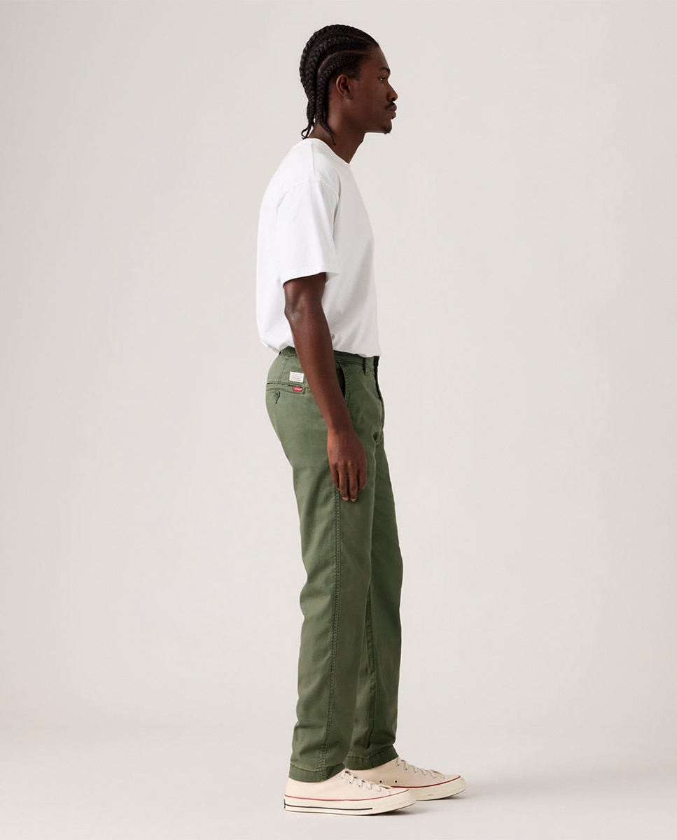 Calças Chino Regular XX Std? com Toque de Linho Verde-escuro-4