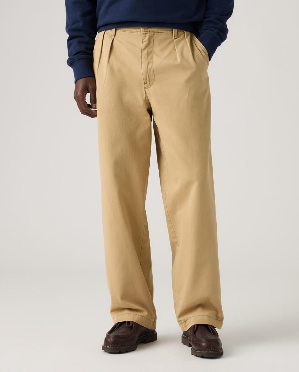 Calças Chino XX Baggy Pleated Caqui-2