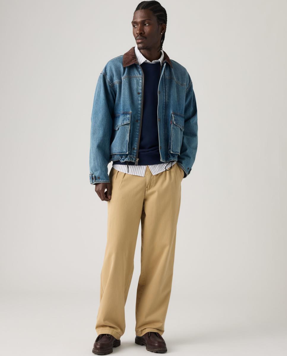 Calças Chino XX Baggy Pleated Caqui-7