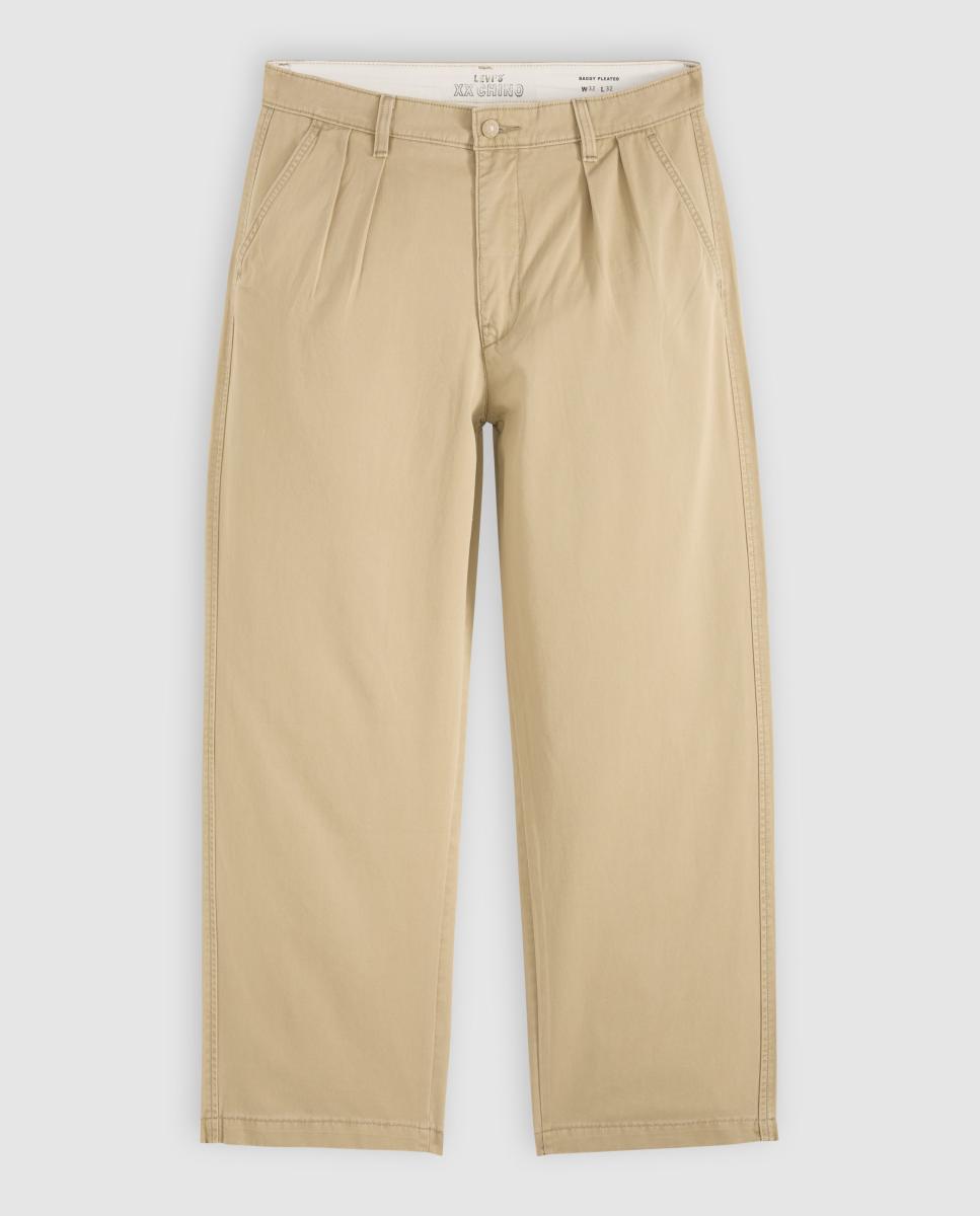 Calças Chino XX Baggy Pleated Caqui-5