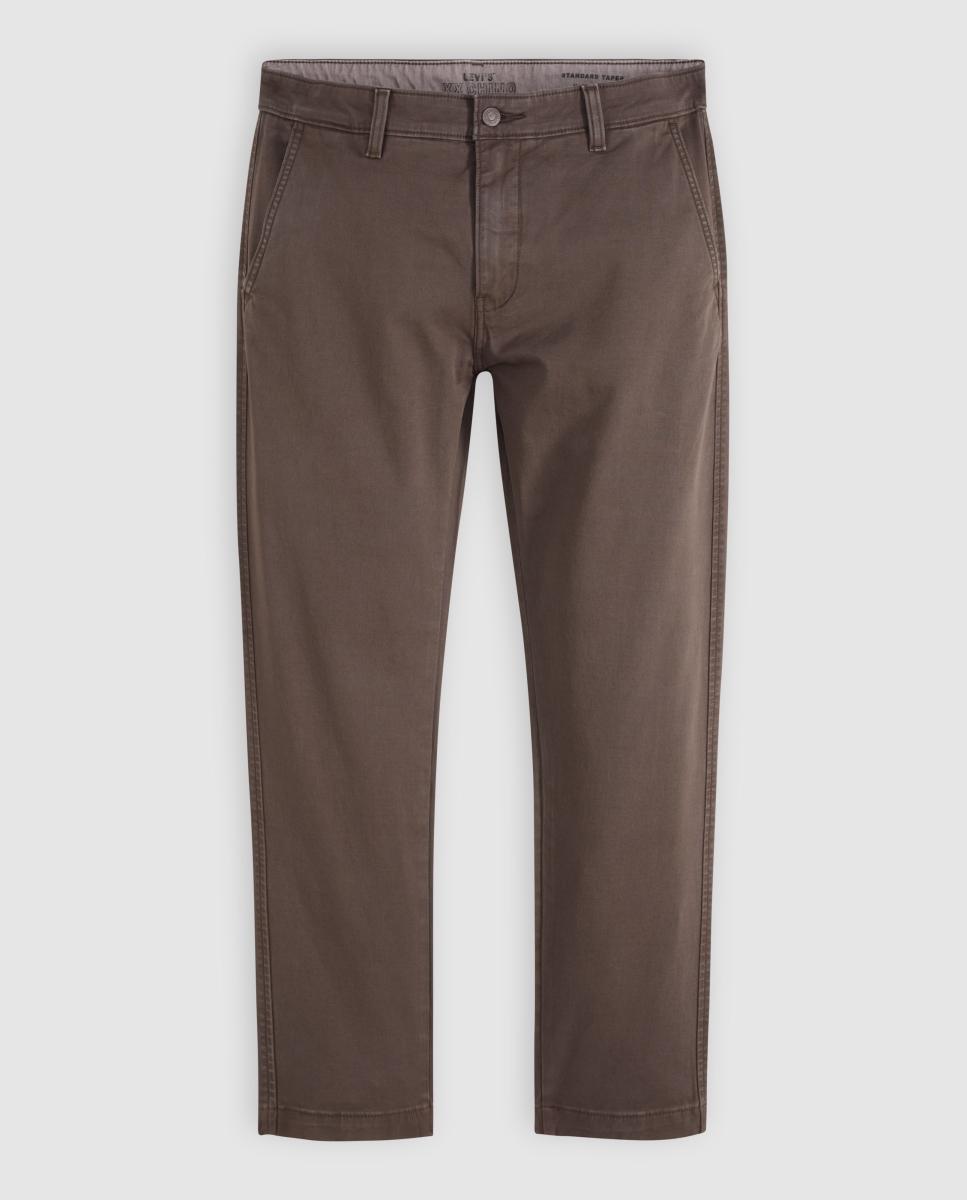 Calças Chino Regular XX Std™ com Toque de Linho Castanho-escuro-5