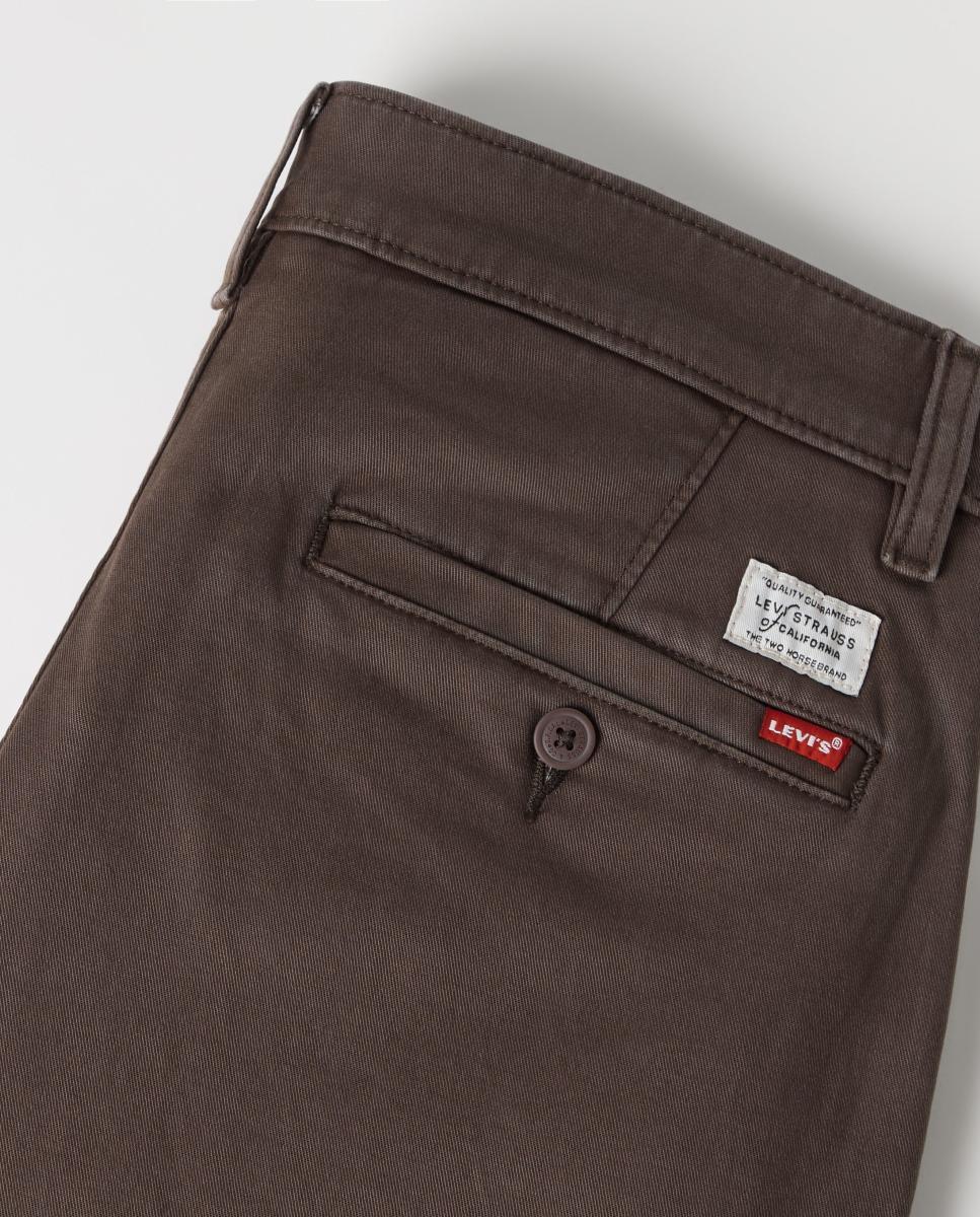 Calças Chino Regular XX Std™ com Toque de Linho Castanho-escuro-6