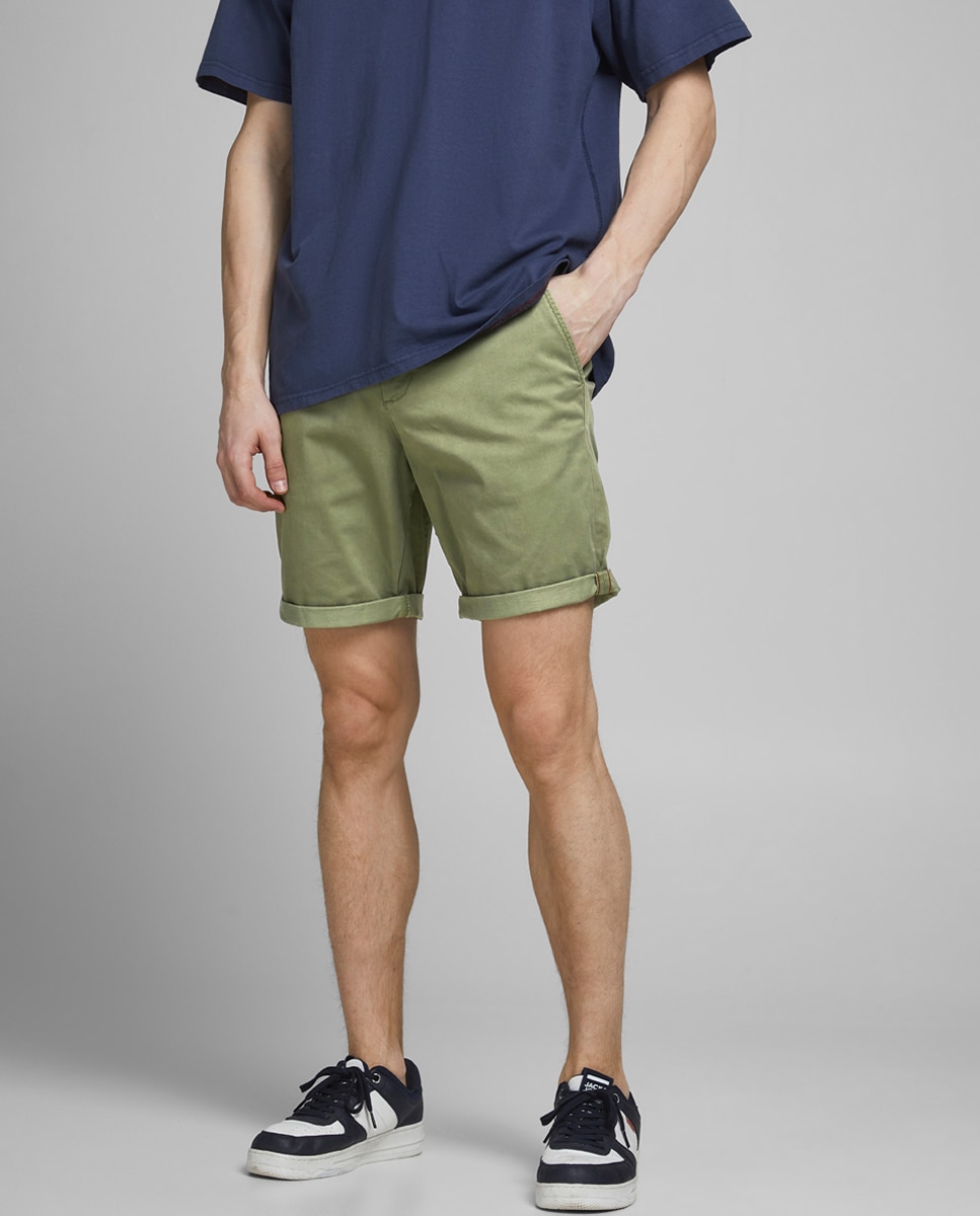 Bermudas chino verdes Verde-acinzentado-3