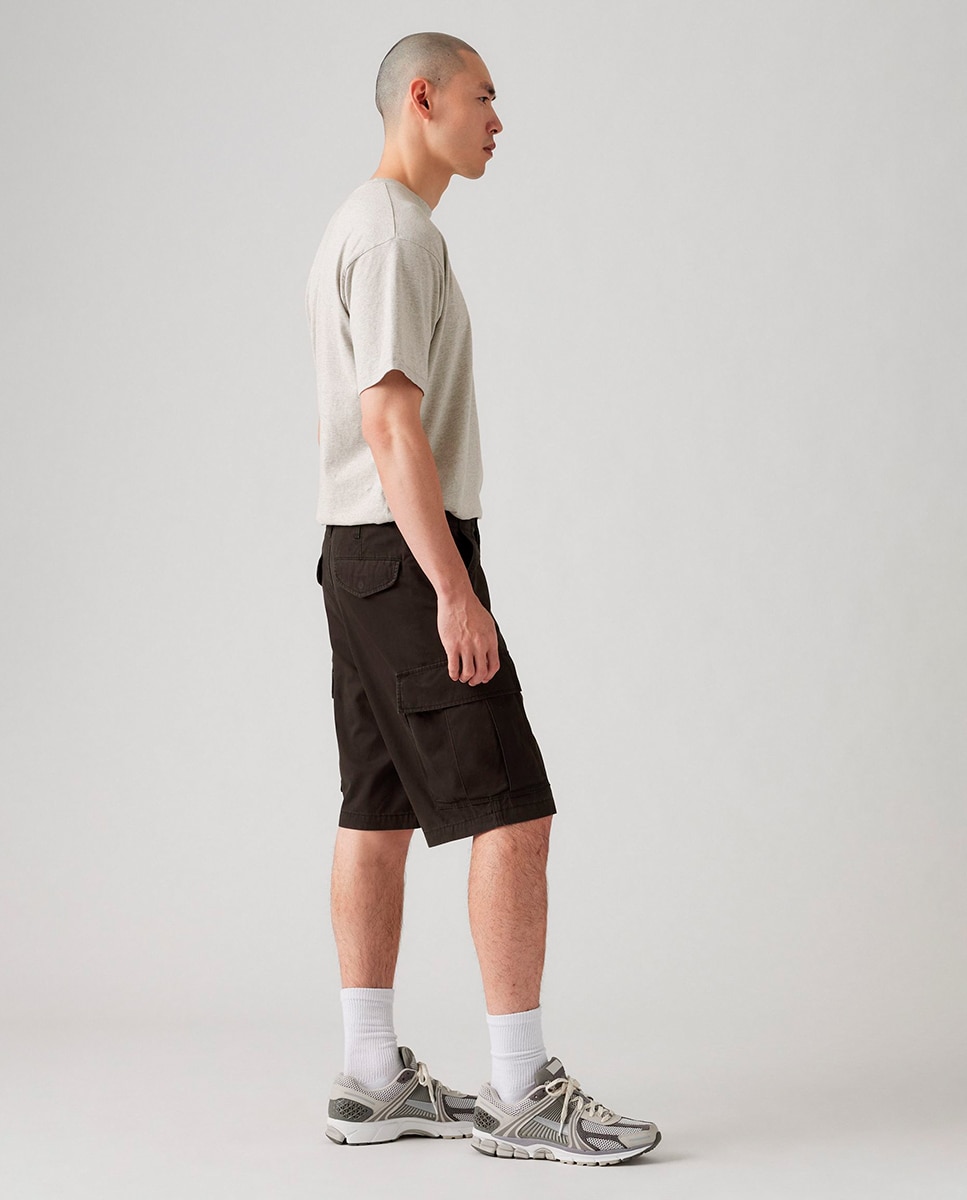 Bermudas Cargo de Algodão Preto-4