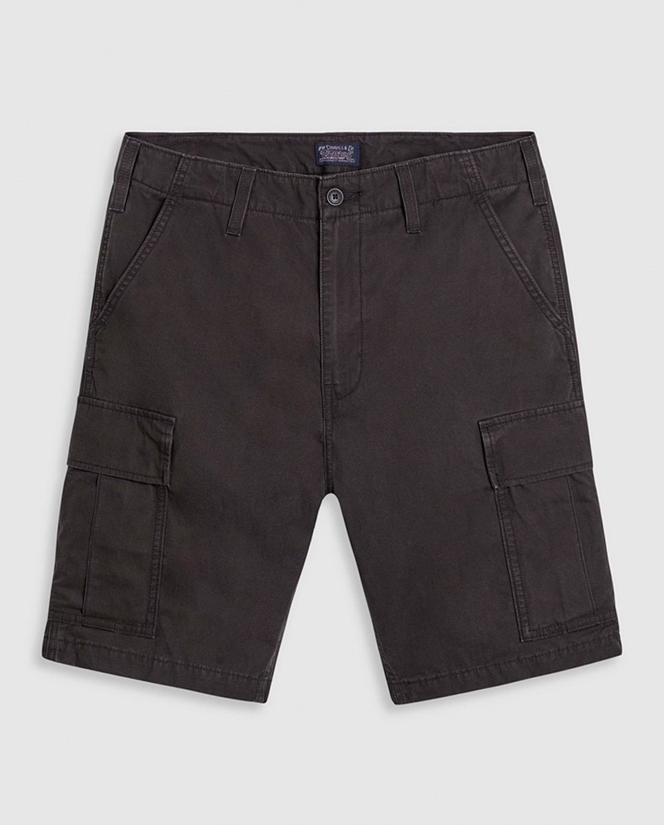 Bermudas Cargo de Algodão Preto-5