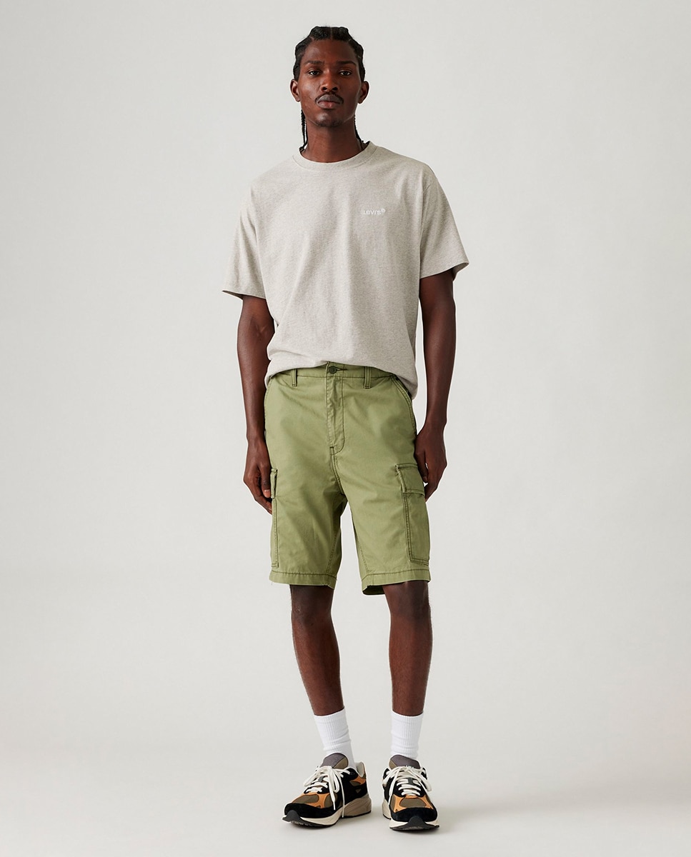 Bermudas Cargo de Algodão Verde-militar-1