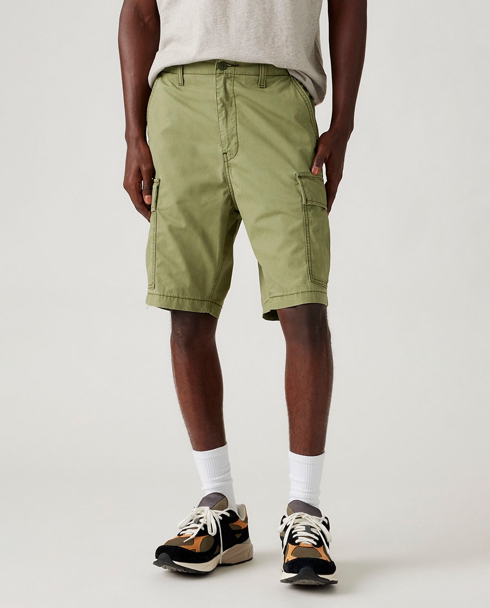 Bermudas Cargo de Algodão Verde-militar-2