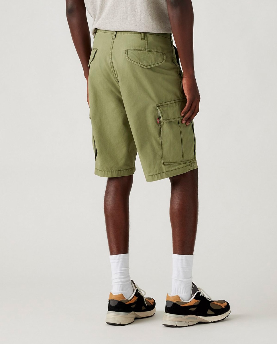 Bermudas Cargo de Algodão Verde-militar-3