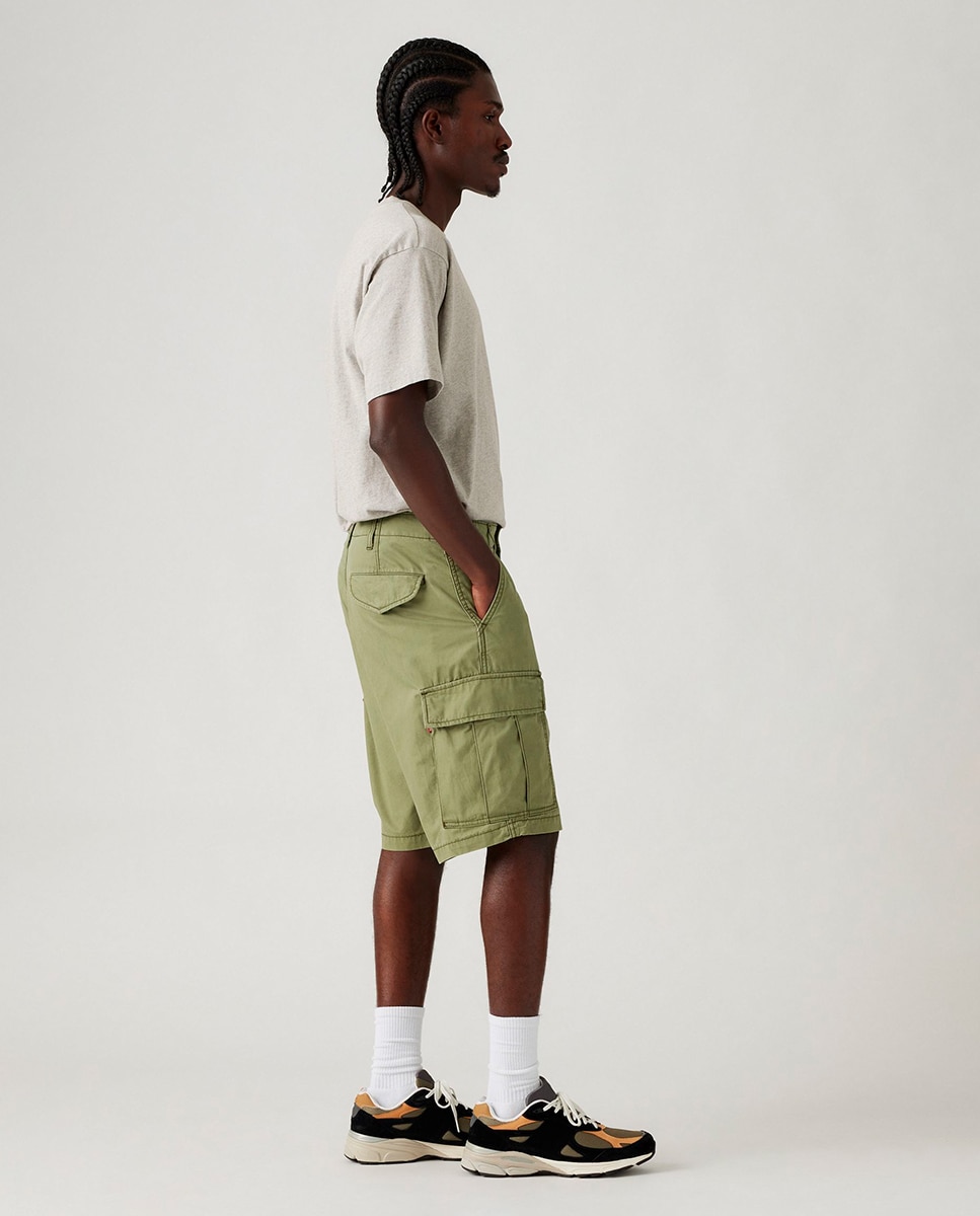 Bermudas Cargo de Algodão Verde-militar-5