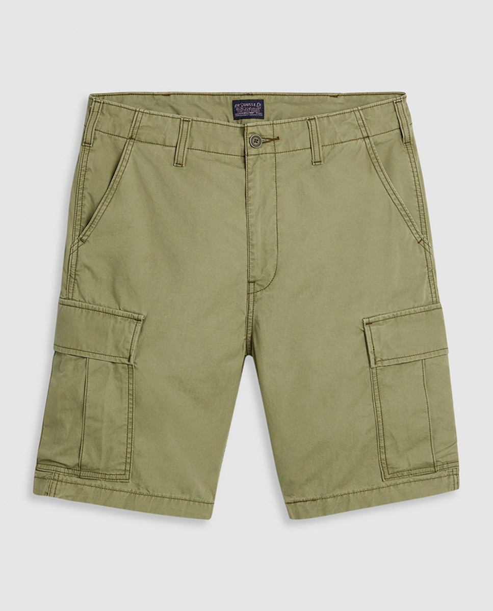 Bermudas Cargo de Algodão Verde-militar-6