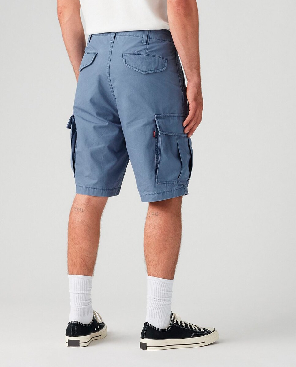 Bermudas Cargo de Algodão Azul-marinho-3
