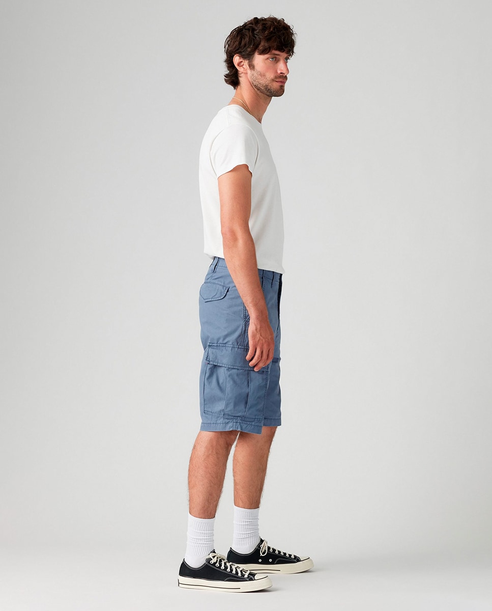 Bermudas Cargo de Algodão Azul-marinho-4