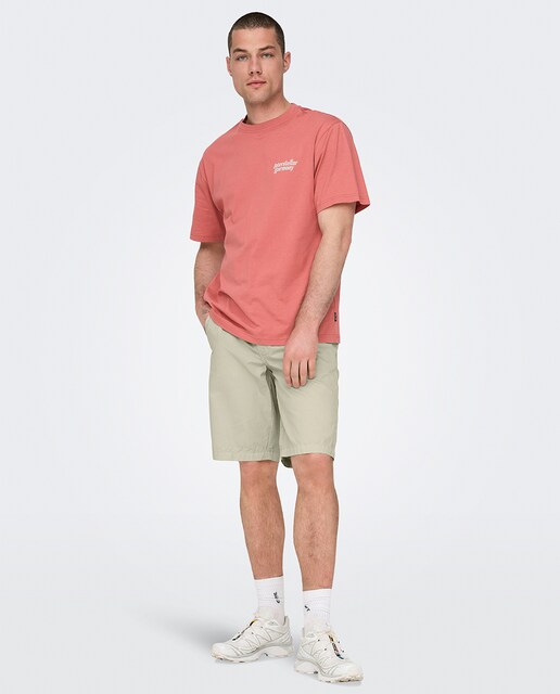 Pantalones Cortos Chinos ONLY & SONS Para Hombre - Cintura Elástica Con Cordón, Bolsillos
