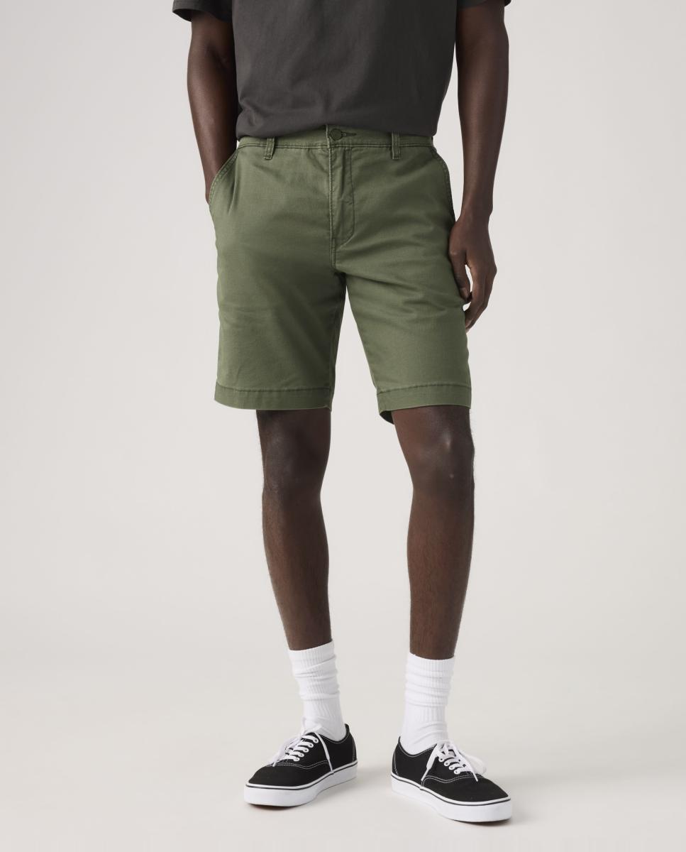 Bermudas XX Chino com Toque de Linho Verde-escuro-2