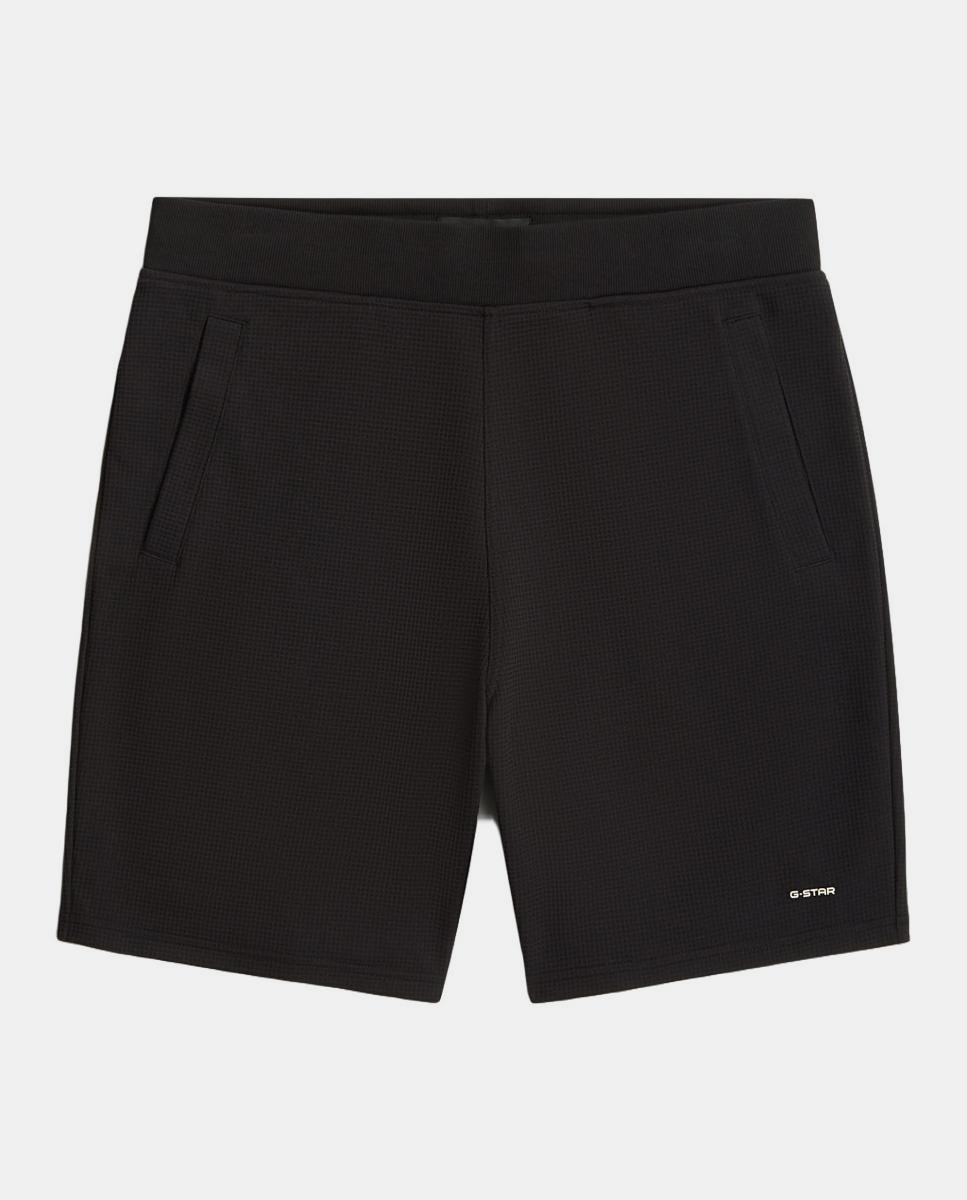 Calções de Malha com Cintura Média Preto-7