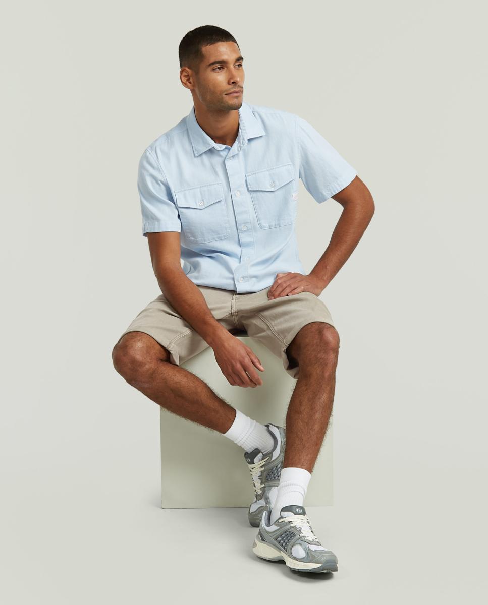 Bermudas de Ganga Straight Mosa com 5 Bolsos Bege-5