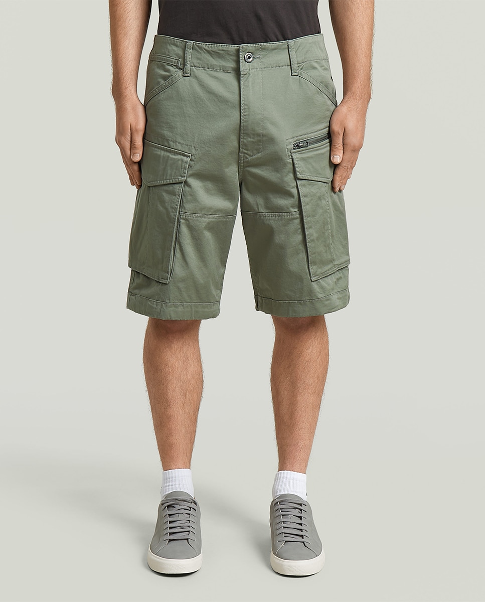 Calções Rovic Zip com Vários Bolsos e Corte Relaxed Verde-2