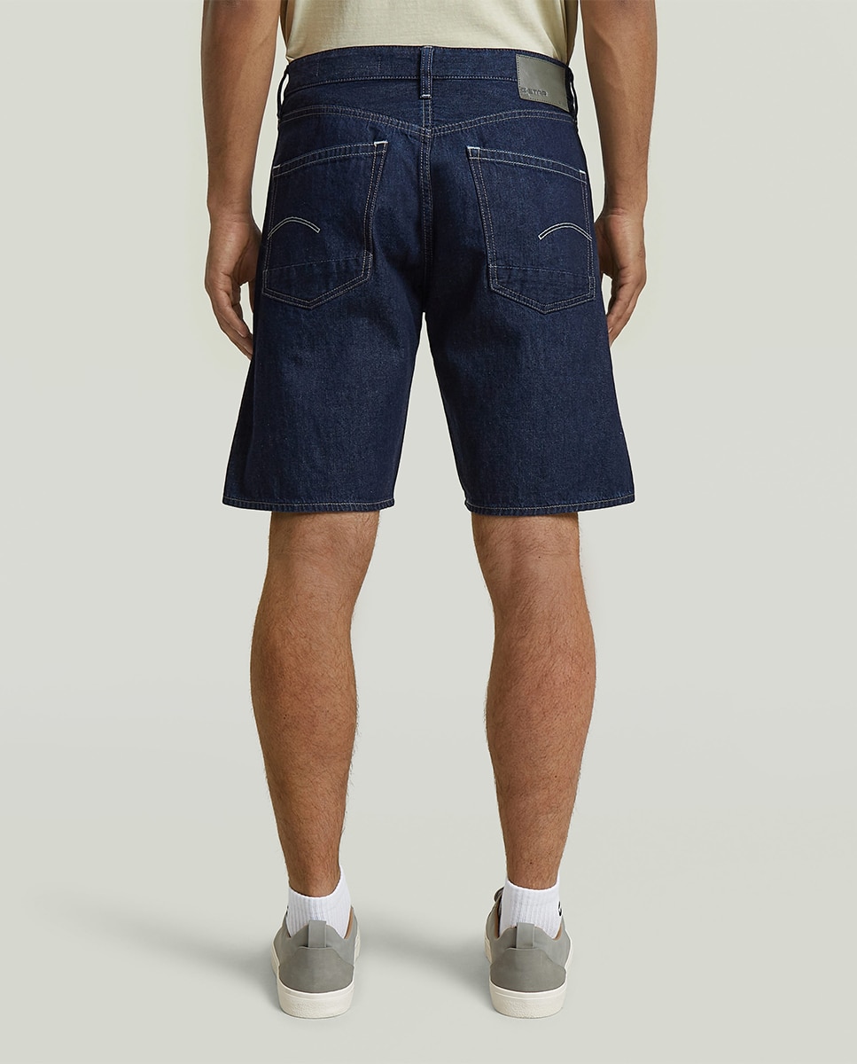 Bermudas de Ganga Dakota de Corte Straight e Cintura Média Azul-3