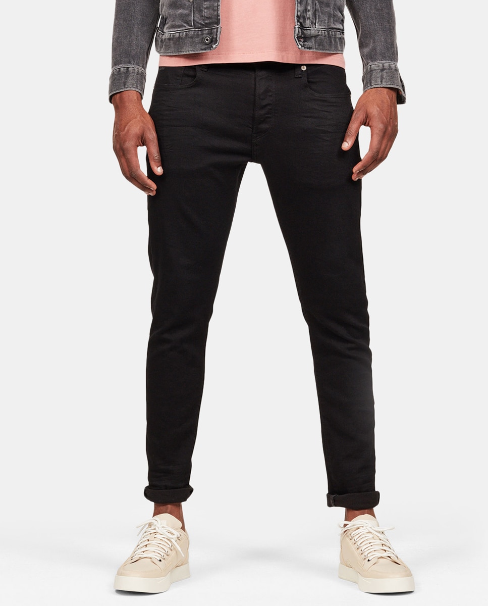 Jeans 3301 slim pretas de homem Preto-1