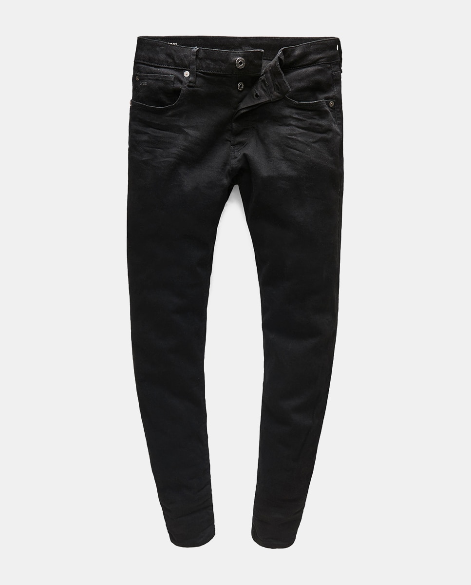 Jeans 3301 slim pretas de homem Preto-5