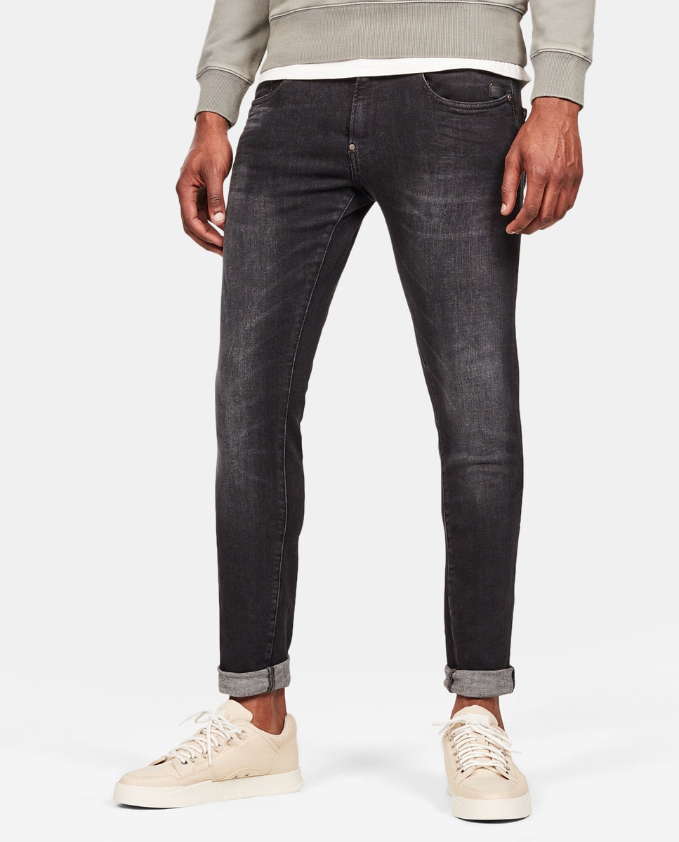 Jeans Revend skinny pretas de homem Preto-1