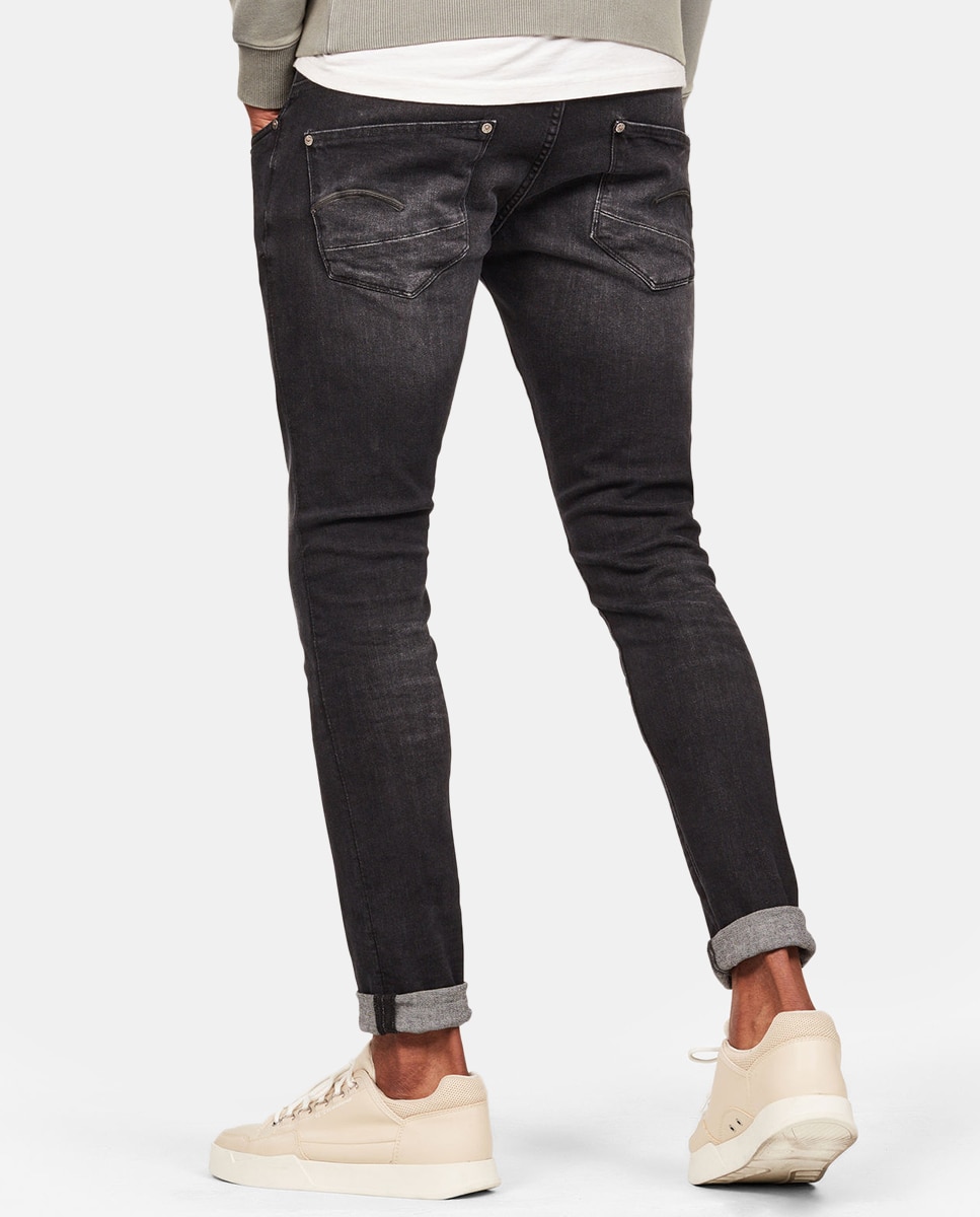Jeans Revend skinny pretas de homem Preto-2