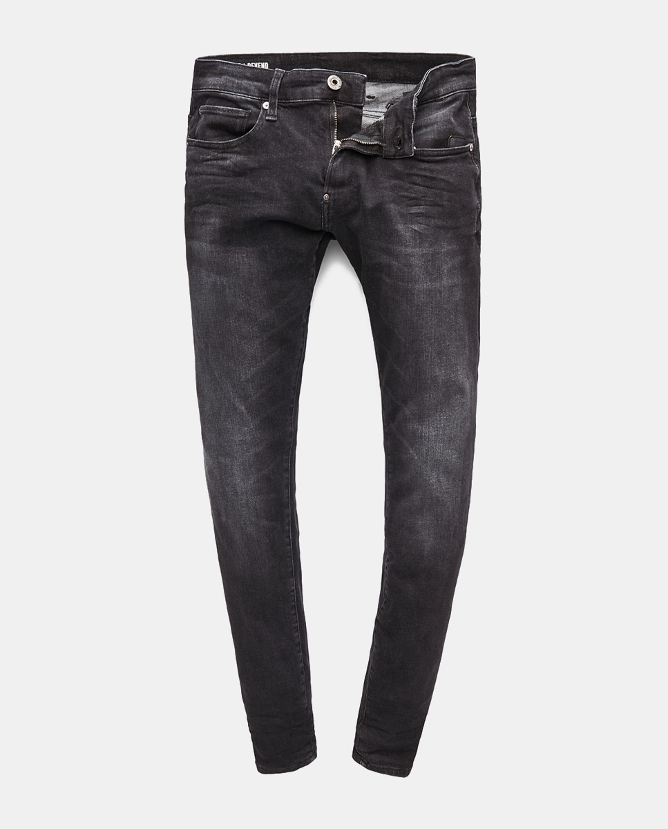 Jeans Revend skinny pretas de homem Preto-5