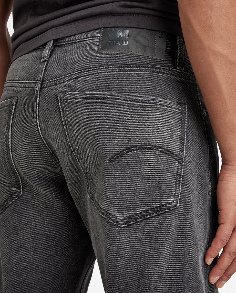 Jeans Mosa de Corte Regular e Perna Larga Preto-4