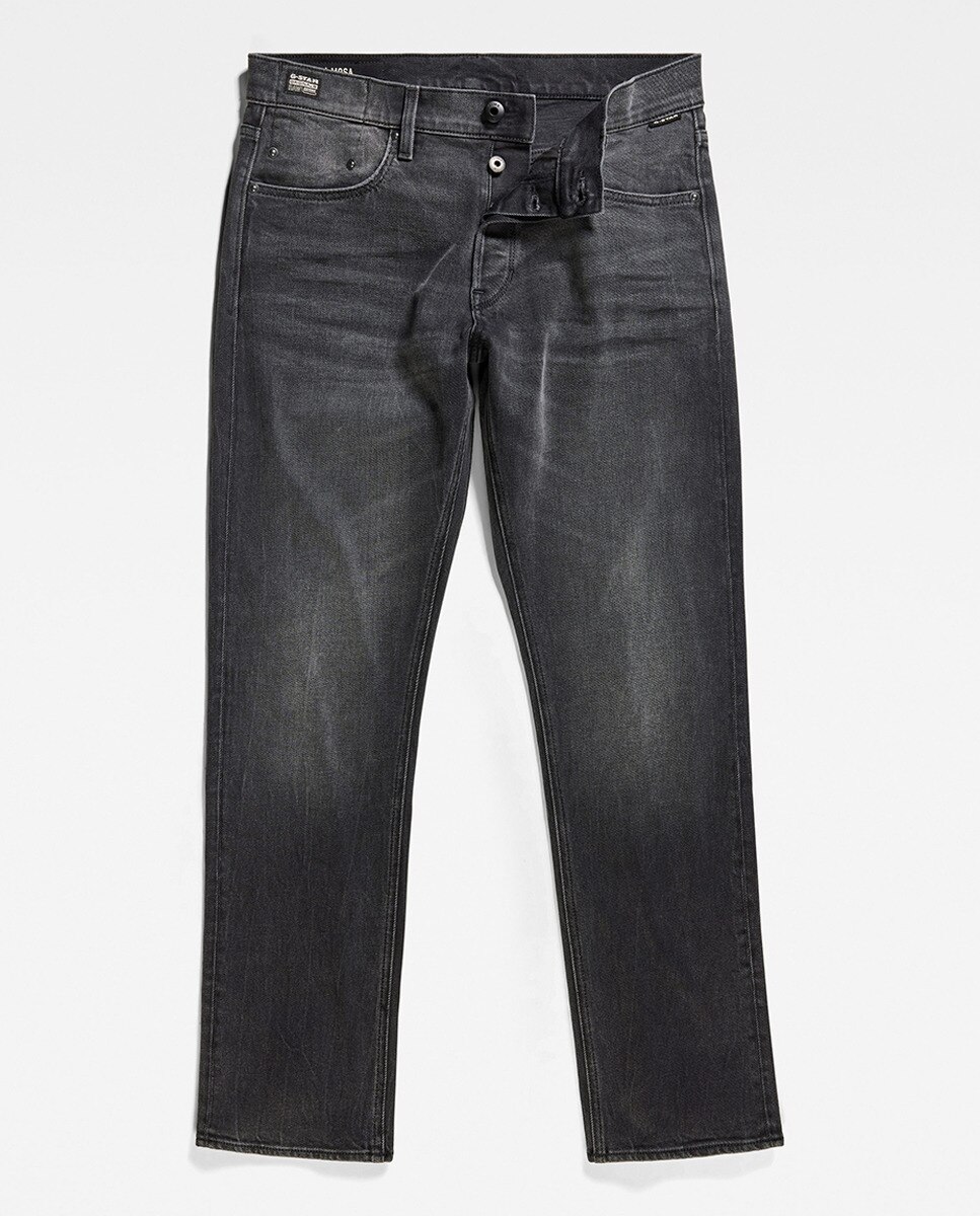 Jeans Mosa de Corte Regular e Perna Larga Preto-6
