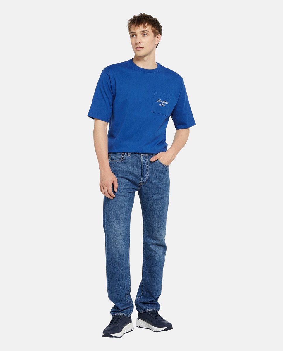Jeans 501® Original Straight de Algodão Azul-marinho-1