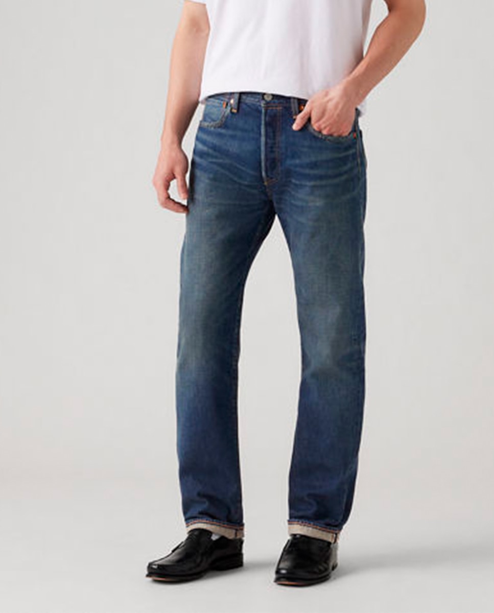 Jeans 501® Original Straight de Algodão Azul-índigo-2
