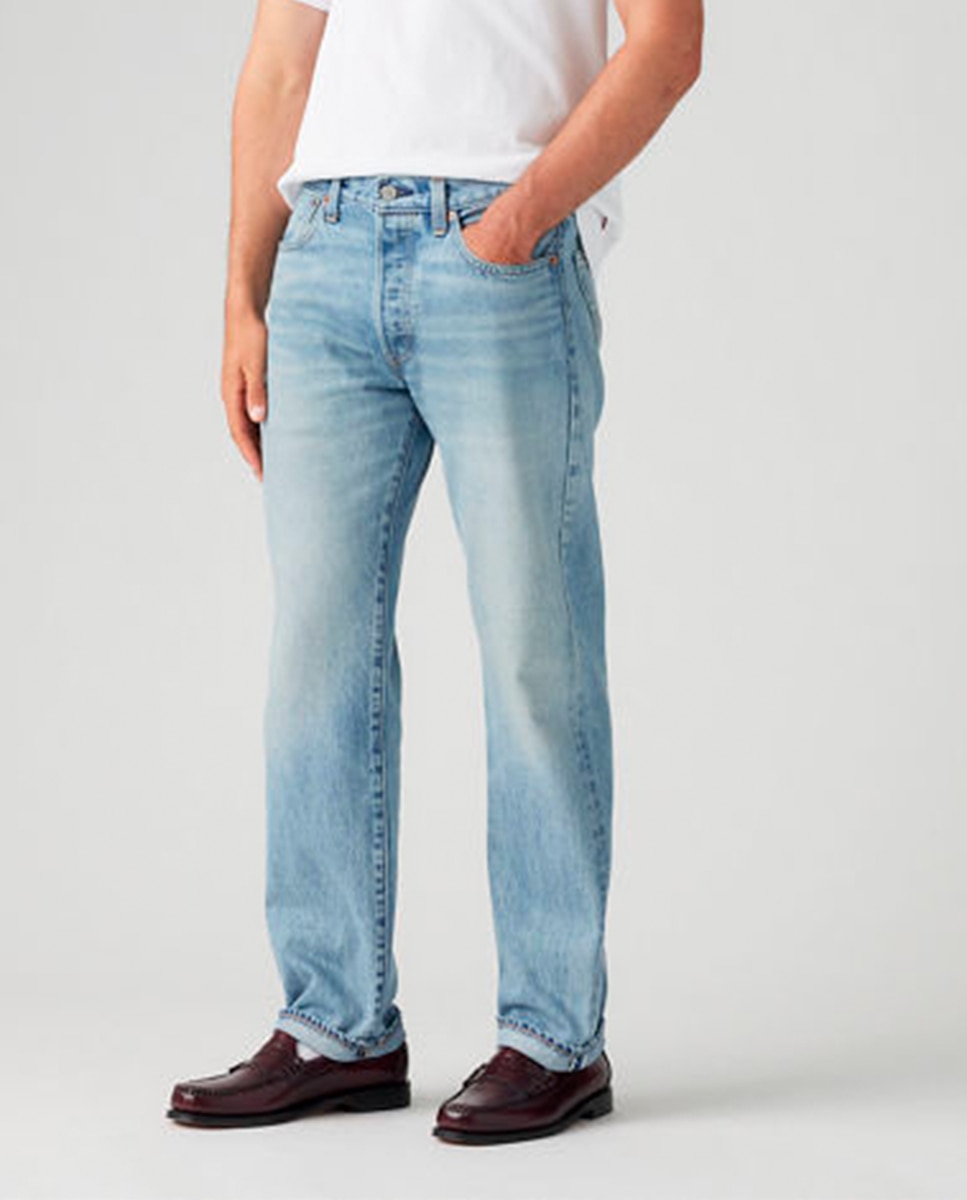 Jeans 501® Original Straight de Algodão Azul-claro-2
